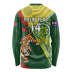 Custom Bangladesh And Australia Cricket Long Sleeve Shirt Kangaroo Tiger Together