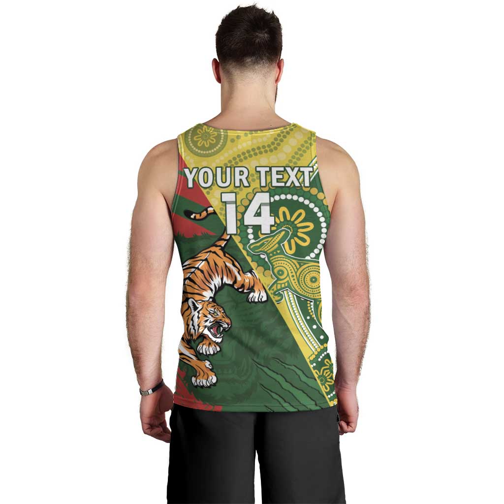 Custom Bangladesh And Australia Cricket Men Tank Top Kangaroo Tiger Together