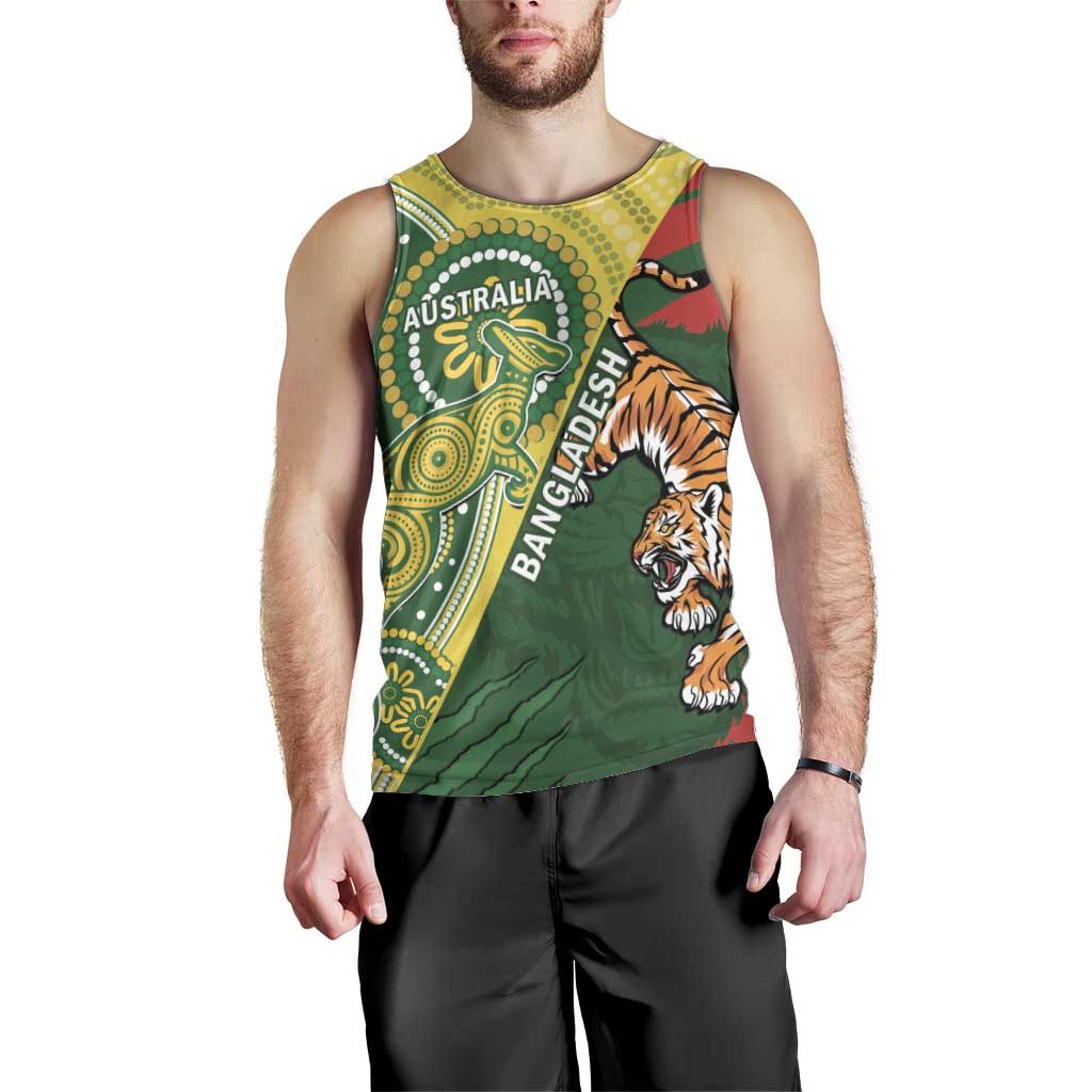 Custom Bangladesh And Australia Cricket Men Tank Top Kangaroo Tiger Together