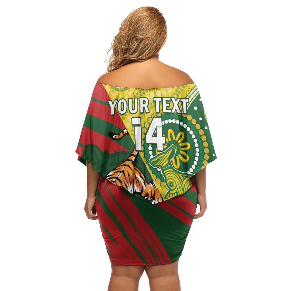 Custom Bangladesh And Australia Cricket Off Shoulder Short Dress Kangaroo Tiger Together