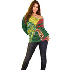 Custom Bangladesh And Australia Cricket Off Shoulder Sweater Kangaroo Tiger Together