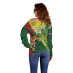 Custom Bangladesh And Australia Cricket Off Shoulder Sweater Kangaroo Tiger Together