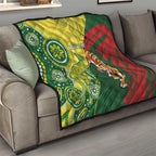 Custom Bangladesh And Australia Cricket Quilt Kangaroo Tiger Together