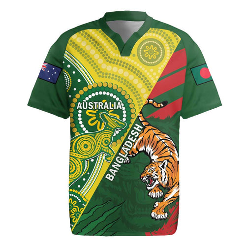 Custom Bangladesh And Australia Cricket Rugby Jersey Kangaroo Tiger Together