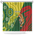 Custom Bangladesh And Australia Cricket Shower Curtain Kangaroo Tiger Together