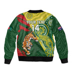 Custom Bangladesh And Australia Cricket Sleeve Zip Bomber Jacket Kangaroo Tiger Together