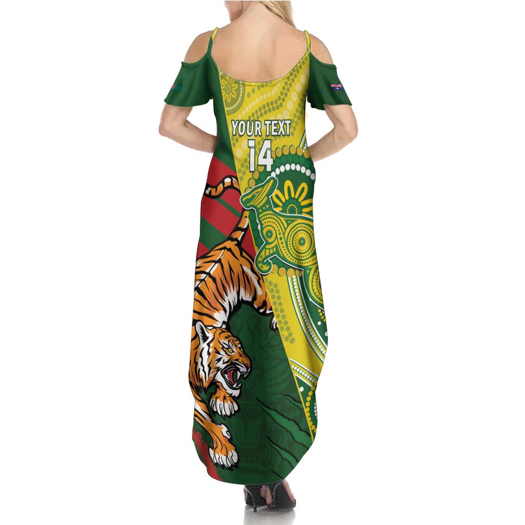 Custom Bangladesh And Australia Cricket Summer Maxi Dress Kangaroo Tiger Together