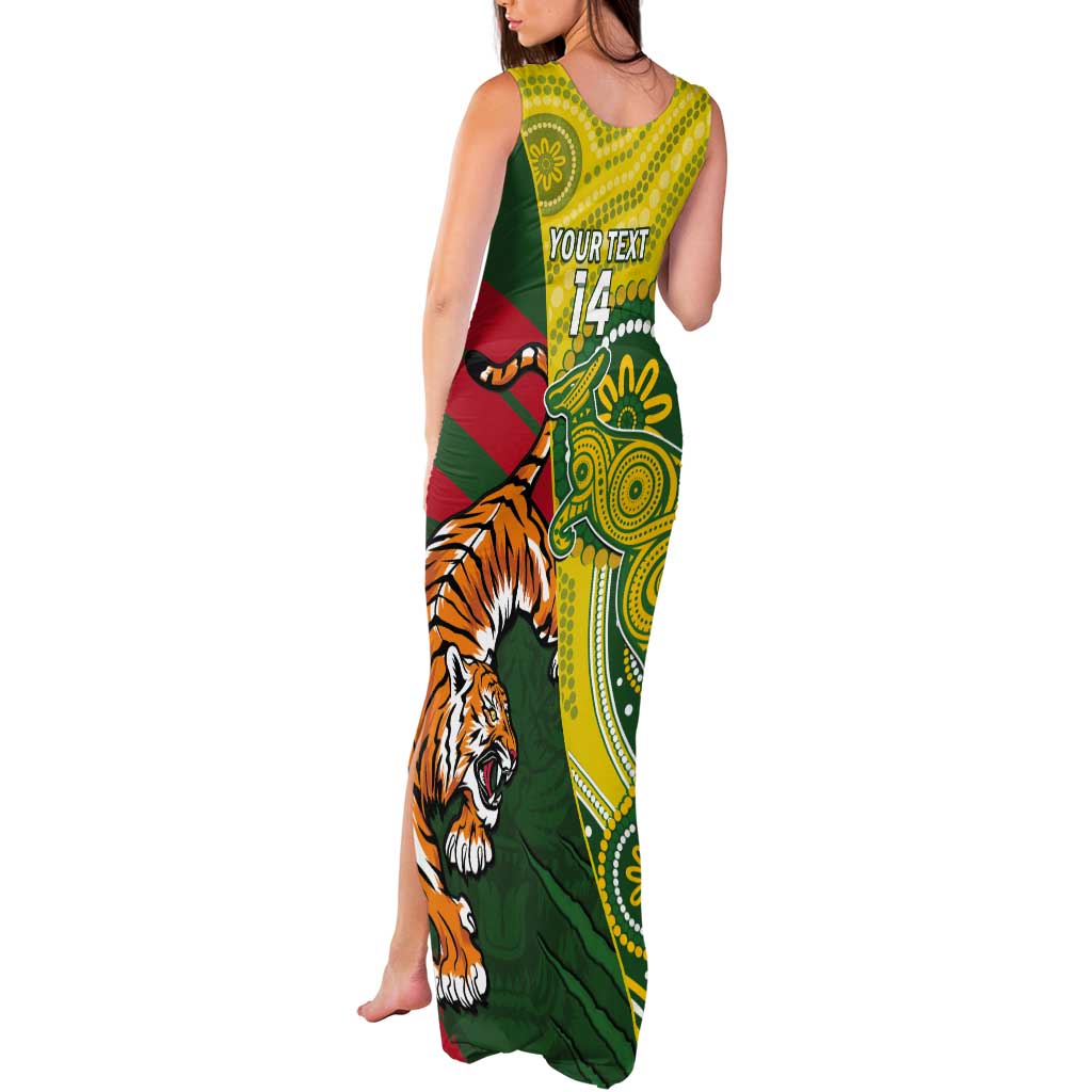 Custom Bangladesh And Australia Cricket Tank Maxi Dress Kangaroo Tiger Together