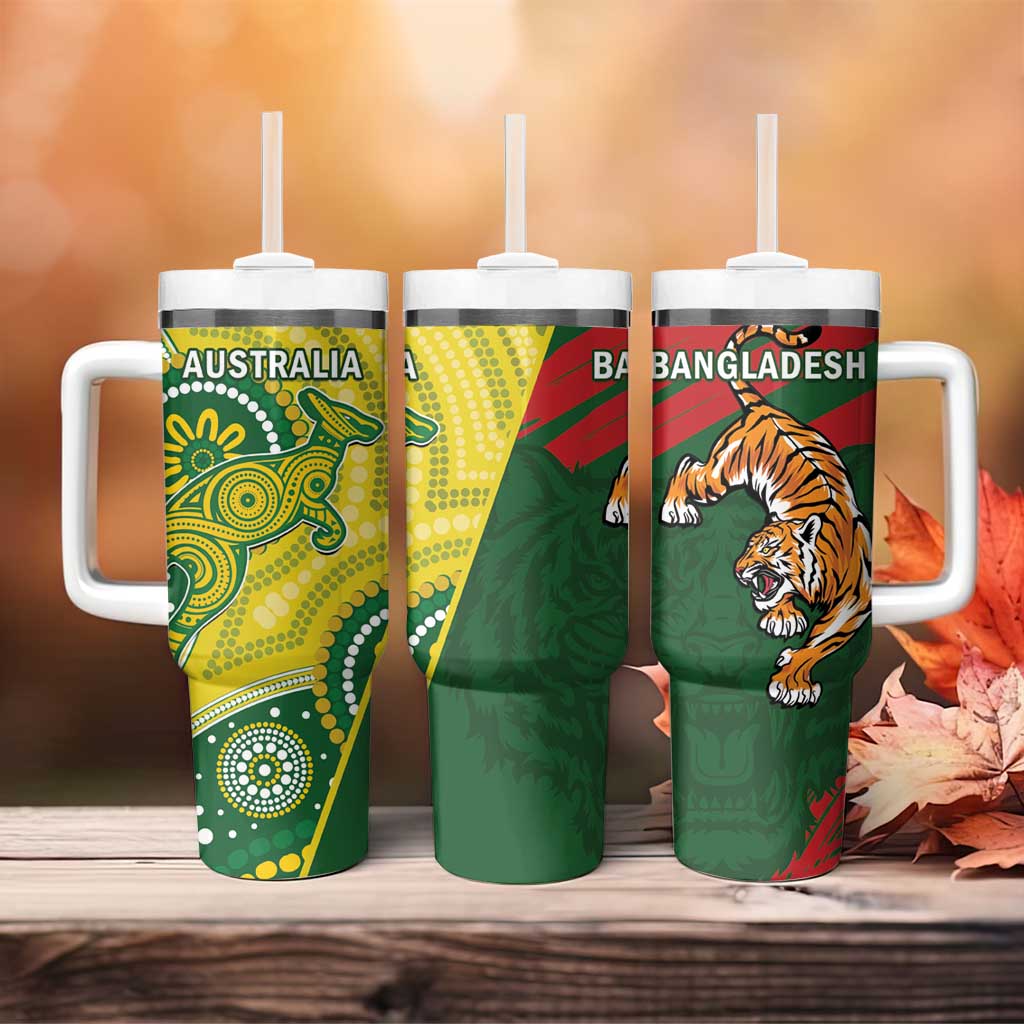 Bangladesh And Australia Cricket Tumbler With Handle Kangaroo Tiger Together