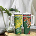 Bangladesh And Australia Cricket Tumbler With Handle Kangaroo Tiger Together