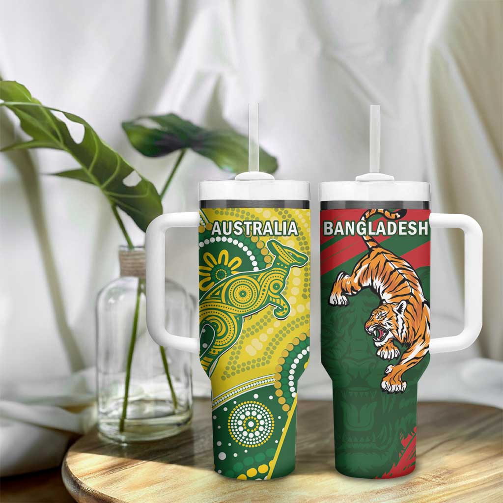 Bangladesh And Australia Cricket Tumbler With Handle Kangaroo Tiger Together