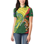 Custom Bangladesh And Australia Cricket Women Polo Shirt Kangaroo Tiger Together