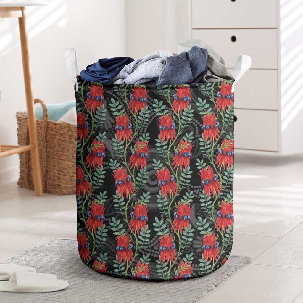 Australia Sturt's Desert Pea Laundry Basket Aussie Native Flowers Indigenous Art - Aussie Hoodie
