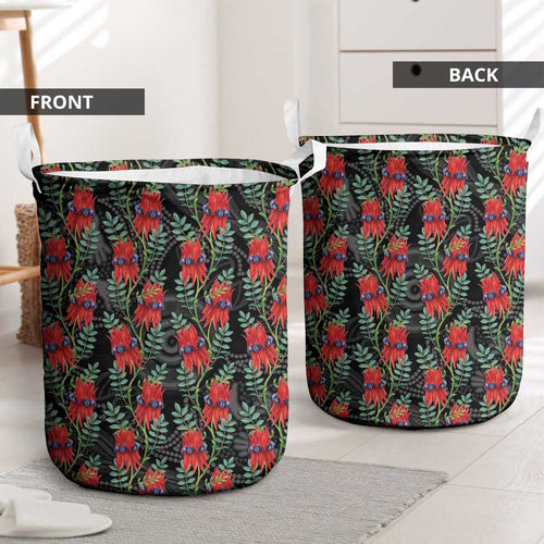 Australia Sturt's Desert Pea Laundry Basket Aussie Native Flowers Indigenous Art - Aussie Hoodie