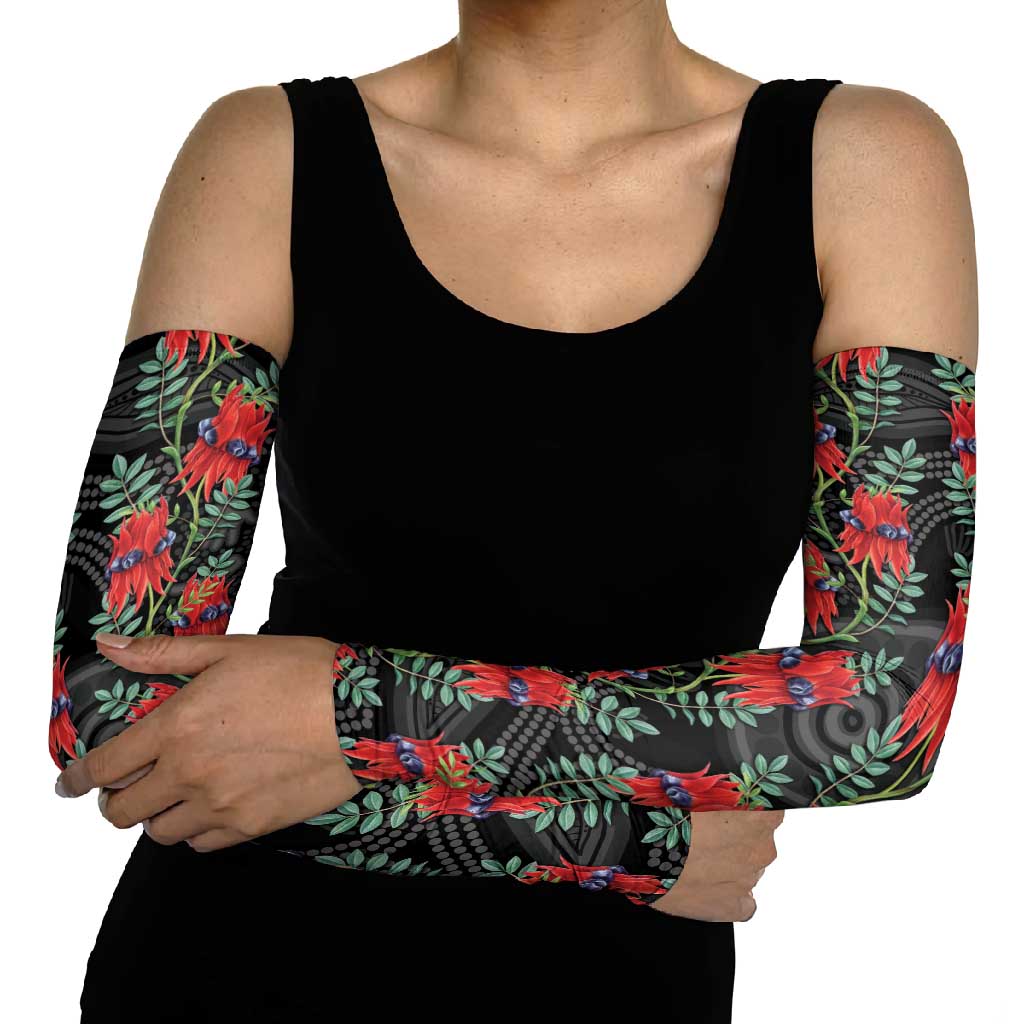 Australia Sturt's Desert Pea Arm Sleeves Aussie Native Flowers Indigenous Art - Aussie Hoodie