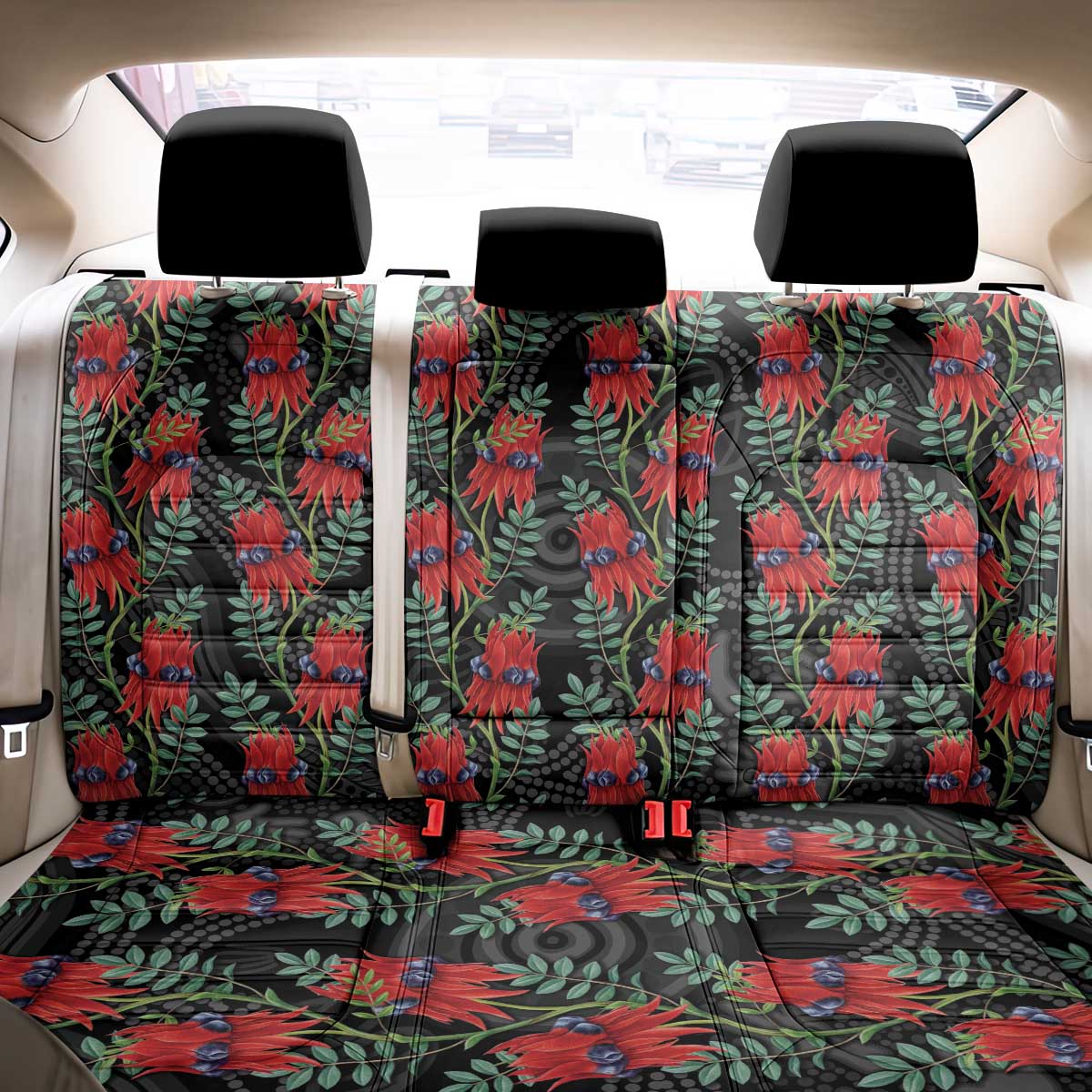 Australia Sturt's Desert Pea Back Car Seat Cover Aussie Native Flowers Indigenous Art - Aussie Hoodie