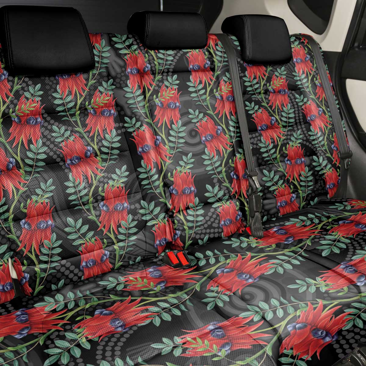 Australia Sturt's Desert Pea Back Car Seat Cover Aussie Native Flowers Indigenous Art - Aussie Hoodie