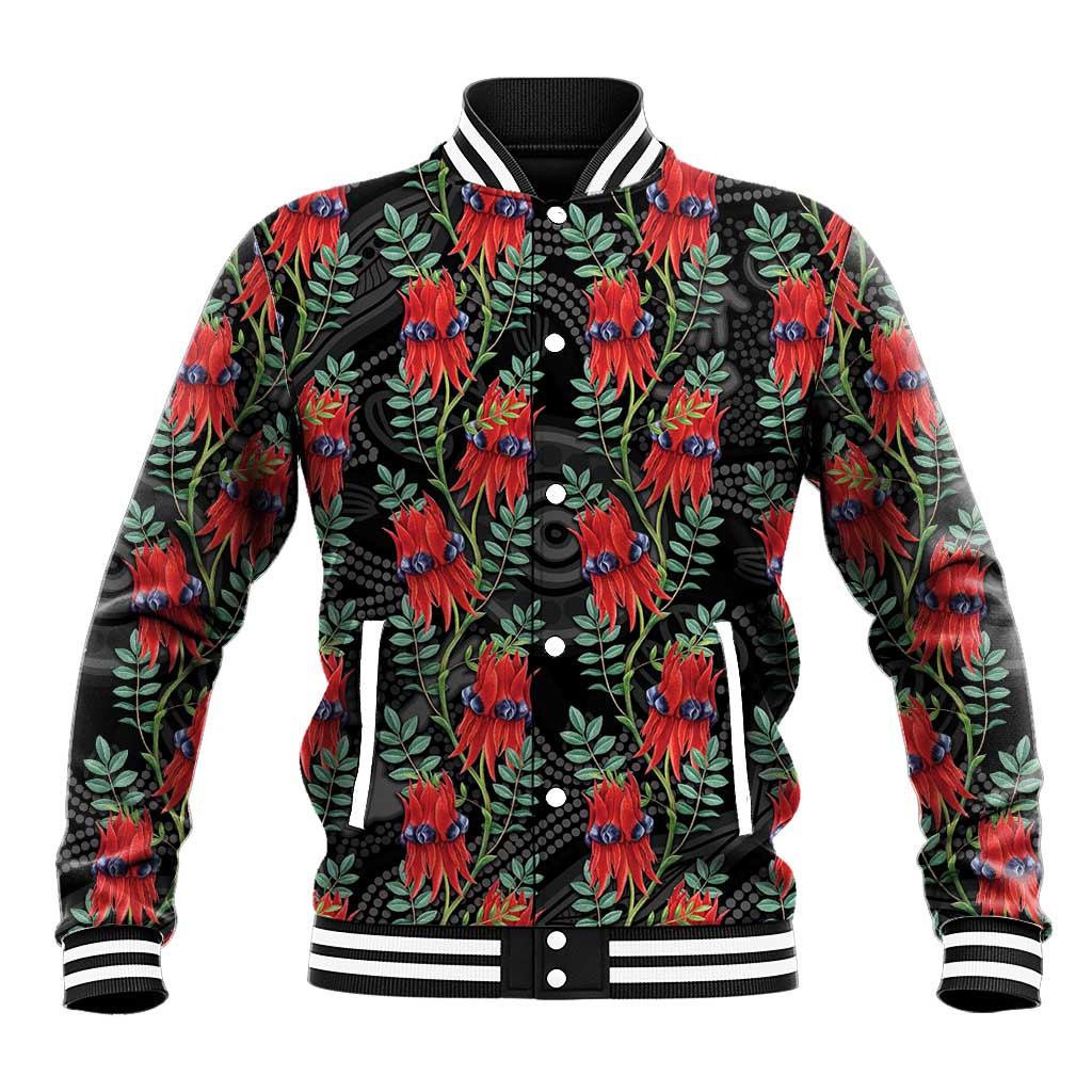 Australia Sturt's Desert Pea Baseball Jacket Aussie Native Flowers Indigenous Art - Aussie Hoodie