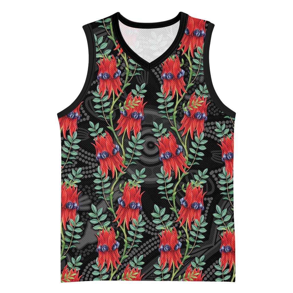Australia Sturt's Desert Pea Basketball Jersey Aussie Native Flowers Indigenous Art - Aussie Hoodie