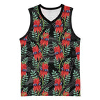 Australia Sturt's Desert Pea Basketball Jersey Aussie Native Flowers Indigenous Art - Aussie Hoodie