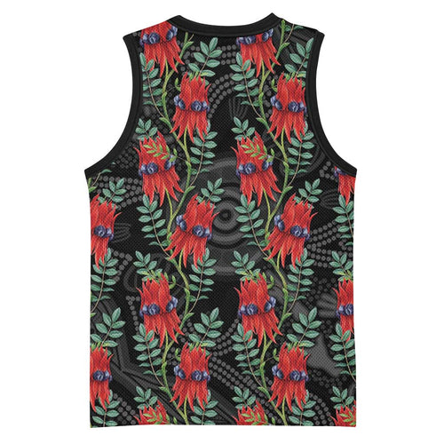 Australia Sturt's Desert Pea Basketball Jersey Aussie Native Flowers Indigenous Art - Aussie Hoodie