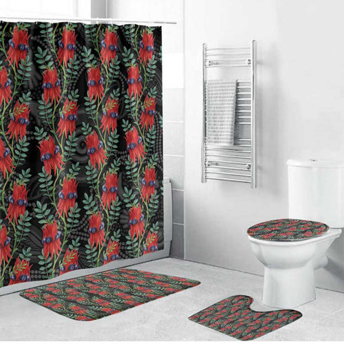 Australia Sturt's Desert Pea Bathroom Set Aussie Native Flowers Indigenous Art - Aussie Hoodie