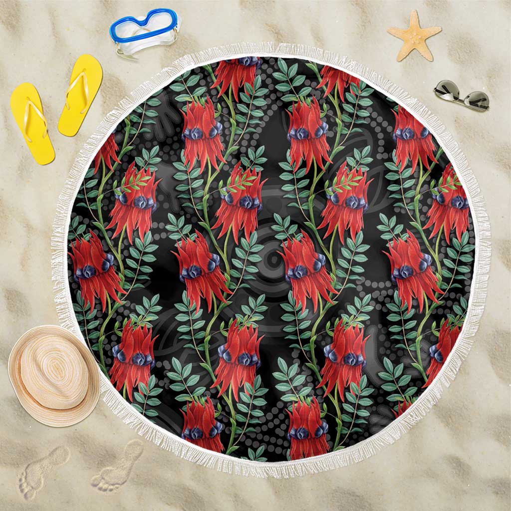 Australia Sturt's Desert Pea Beach Blanket Aussie Native Flowers Indigenous Art - Aussie Hoodie