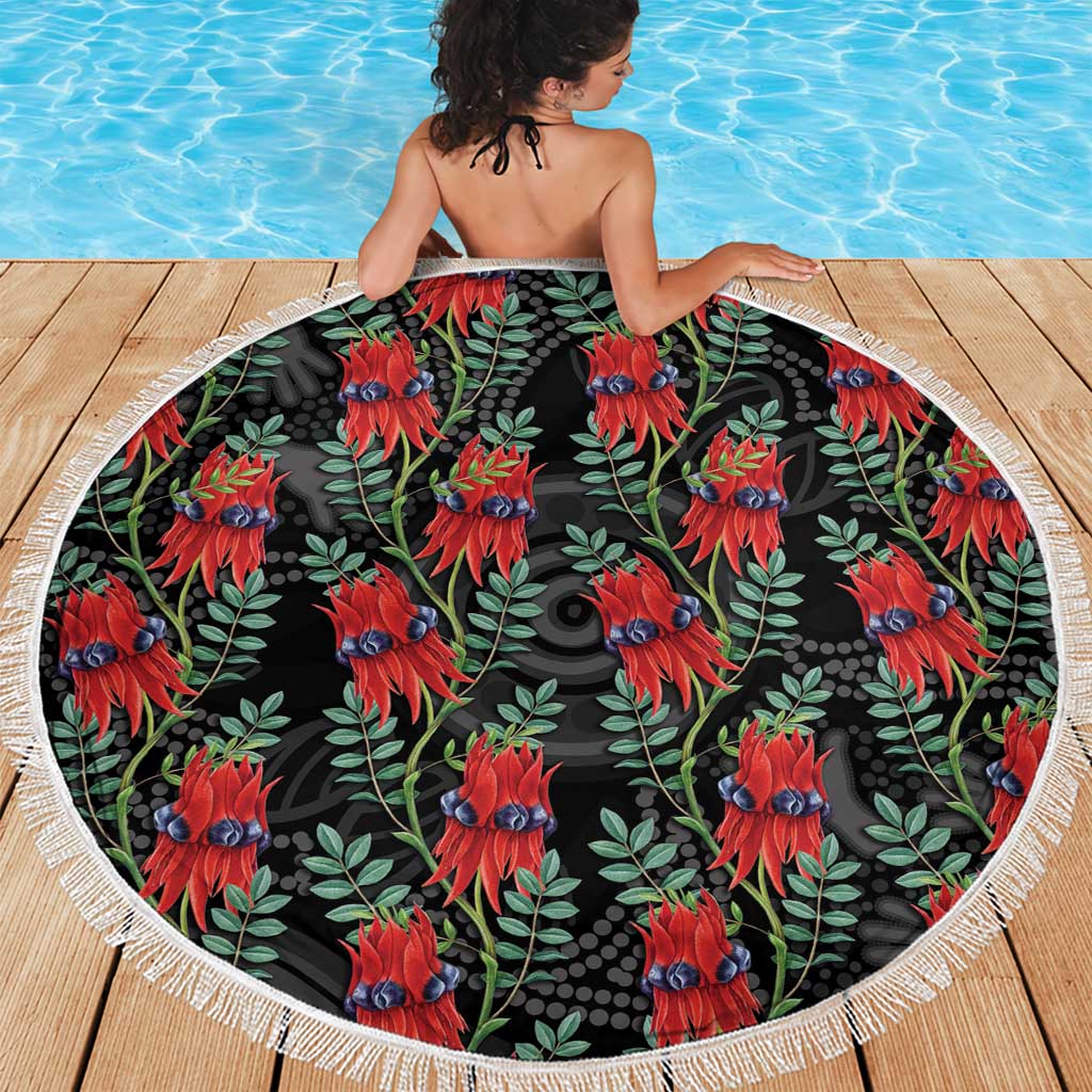 Australia Sturt's Desert Pea Beach Blanket Aussie Native Flowers Indigenous Art - Aussie Hoodie