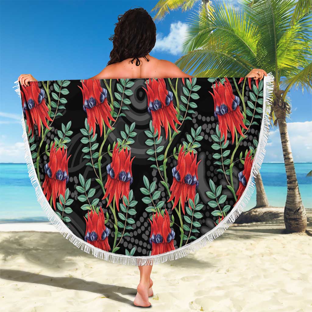 Australia Sturt's Desert Pea Beach Blanket Aussie Native Flowers Indigenous Art - Aussie Hoodie