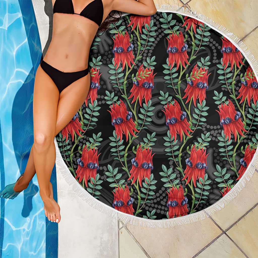 Australia Sturt's Desert Pea Beach Blanket Aussie Native Flowers Indigenous Art - Aussie Hoodie