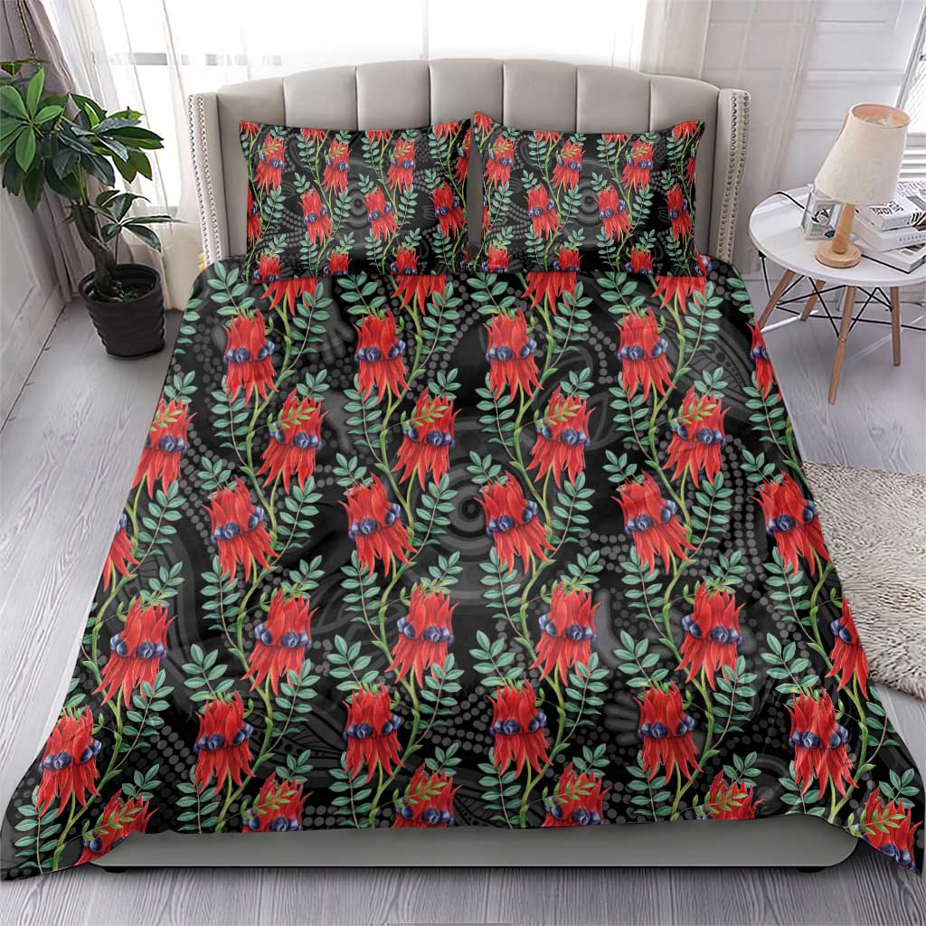 Australia Sturt's Desert Pea Bedding Set Aussie Native Flowers Indigenous Art - Aussie Hoodie