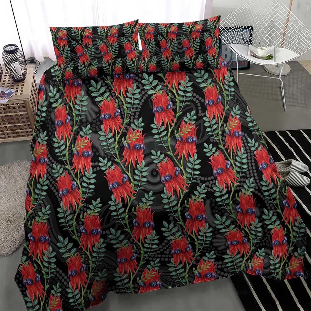 Australia Sturt's Desert Pea Bedding Set Aussie Native Flowers Indigenous Art - Aussie Hoodie