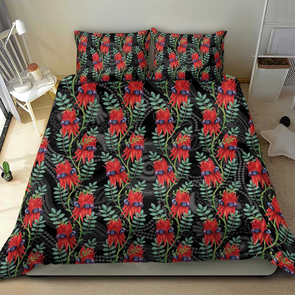 Australia Sturt's Desert Pea Bedding Set Aussie Native Flowers Indigenous Art - Aussie Hoodie