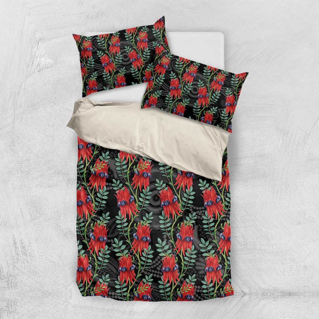 Australia Sturt's Desert Pea Bedding Set Aussie Native Flowers Indigenous Art - Aussie Hoodie