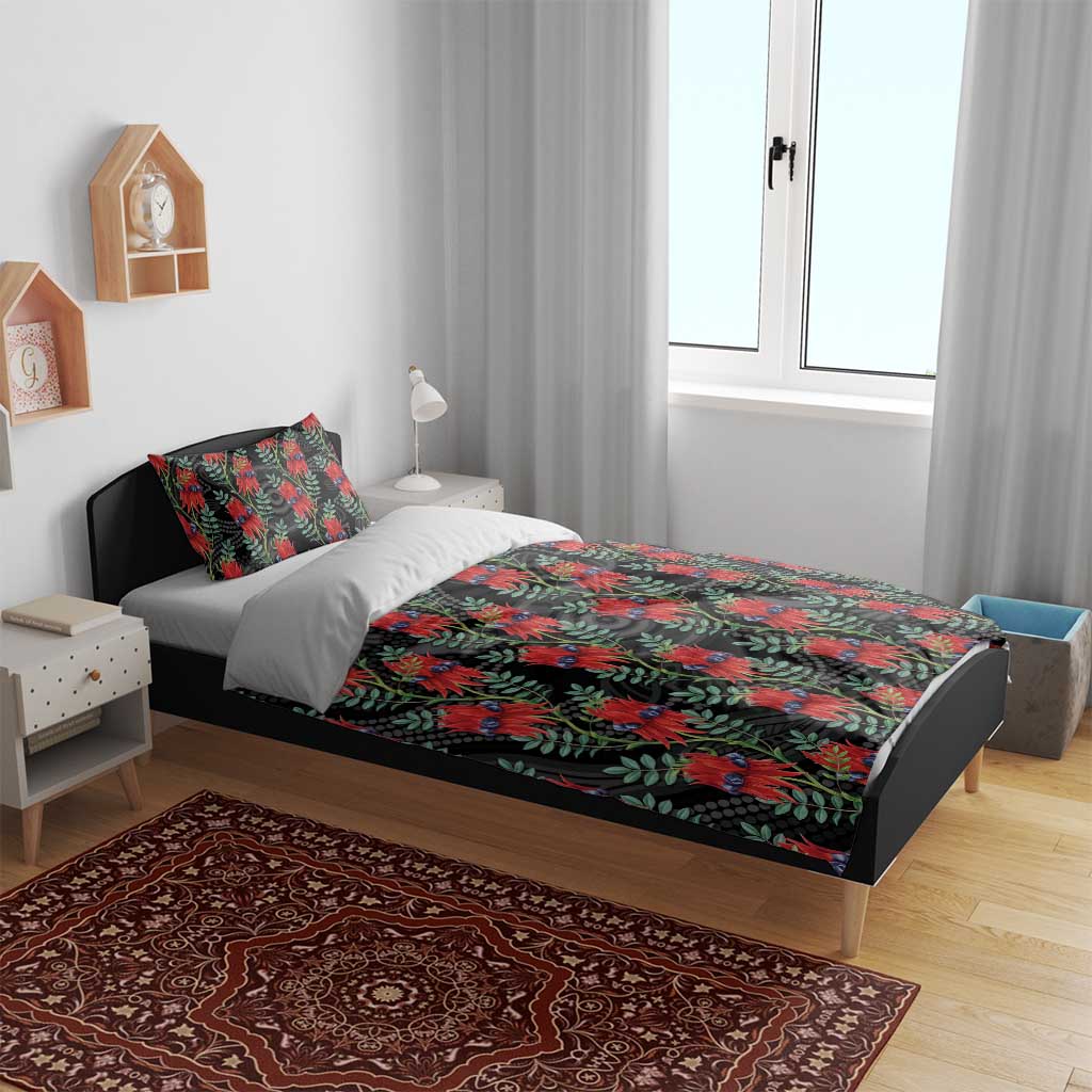 Australia Sturt's Desert Pea Bedding Set Aussie Native Flowers Indigenous Art - Aussie Hoodie