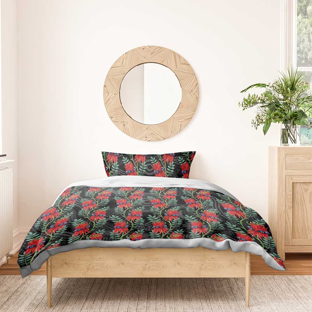 Australia Sturt's Desert Pea Bedding Set Aussie Native Flowers Indigenous Art - Aussie Hoodie