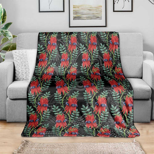 Australia Sturt's Desert Pea Blanket Aussie Native Flowers Indigenous Art - Aussie Hoodie