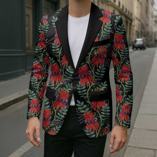 Australia Sturt's Desert Pea Blazer Aussie Native Flowers Indigenous Art - Aussie Hoodie