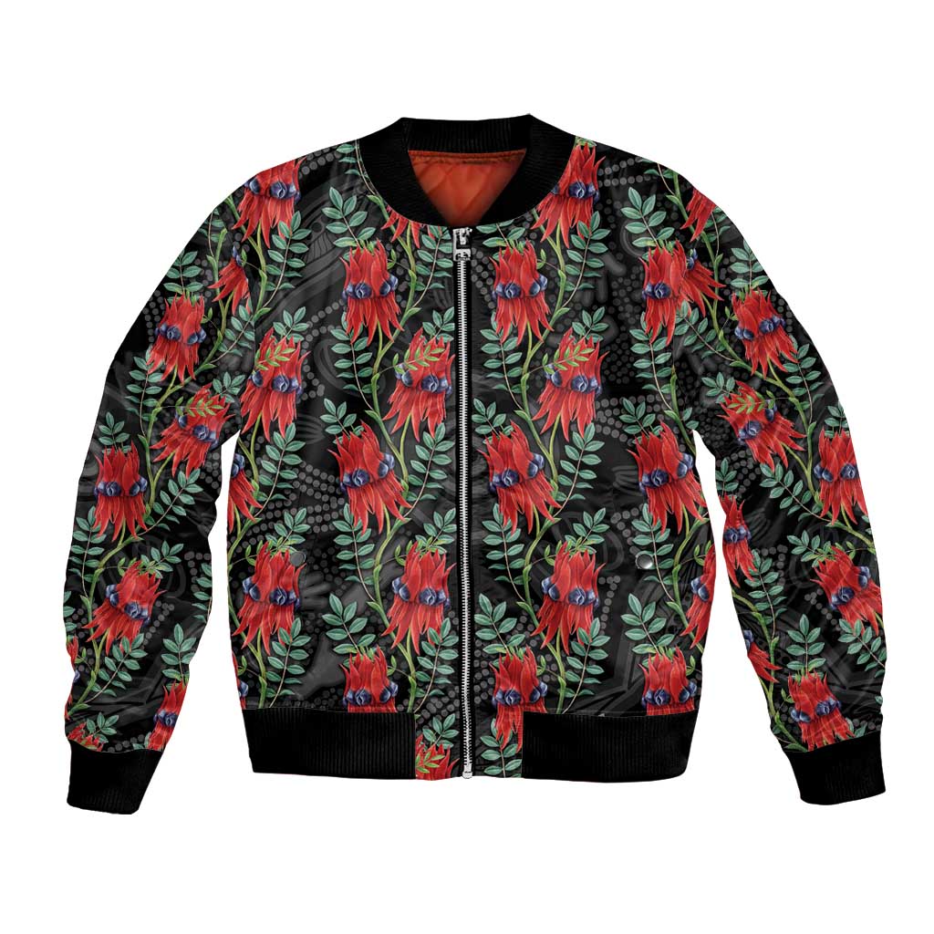 Australia Sturt's Desert Pea Bomber Jacket Aussie Native Flowers Indigenous Art - Aussie Hoodie