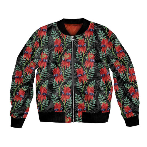 Australia Sturt's Desert Pea Bomber Jacket Aussie Native Flowers Indigenous Art - Aussie Hoodie
