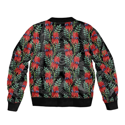 Australia Sturt's Desert Pea Bomber Jacket Aussie Native Flowers Indigenous Art - Aussie Hoodie