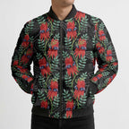 Australia Sturt's Desert Pea Bomber Puffer Jacket Aussie Native Flowers Indigenous Art - Aussie Hoodie