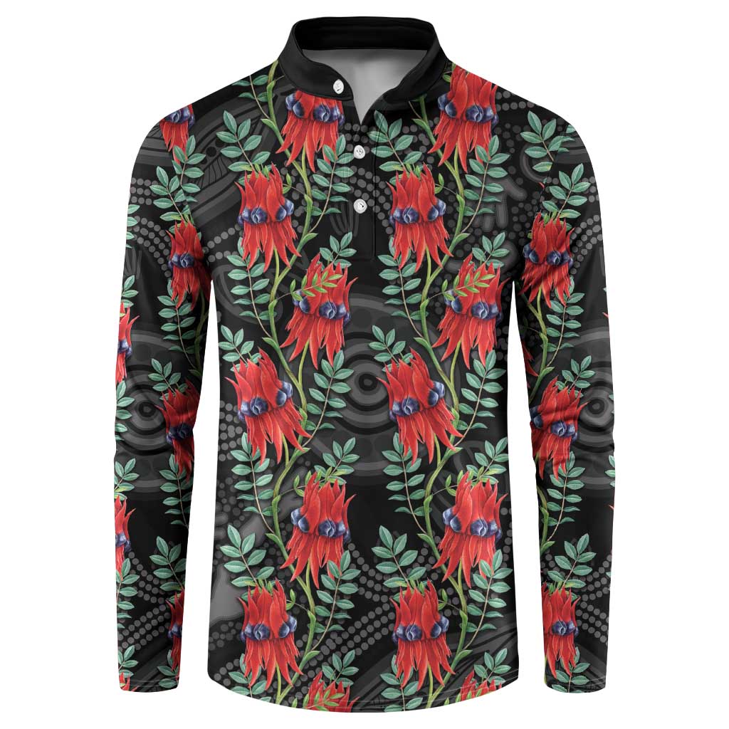Australia Sturt's Desert Pea Button Sweatshirt Aussie Native Flowers Indigenous Art - Aussie Hoodie