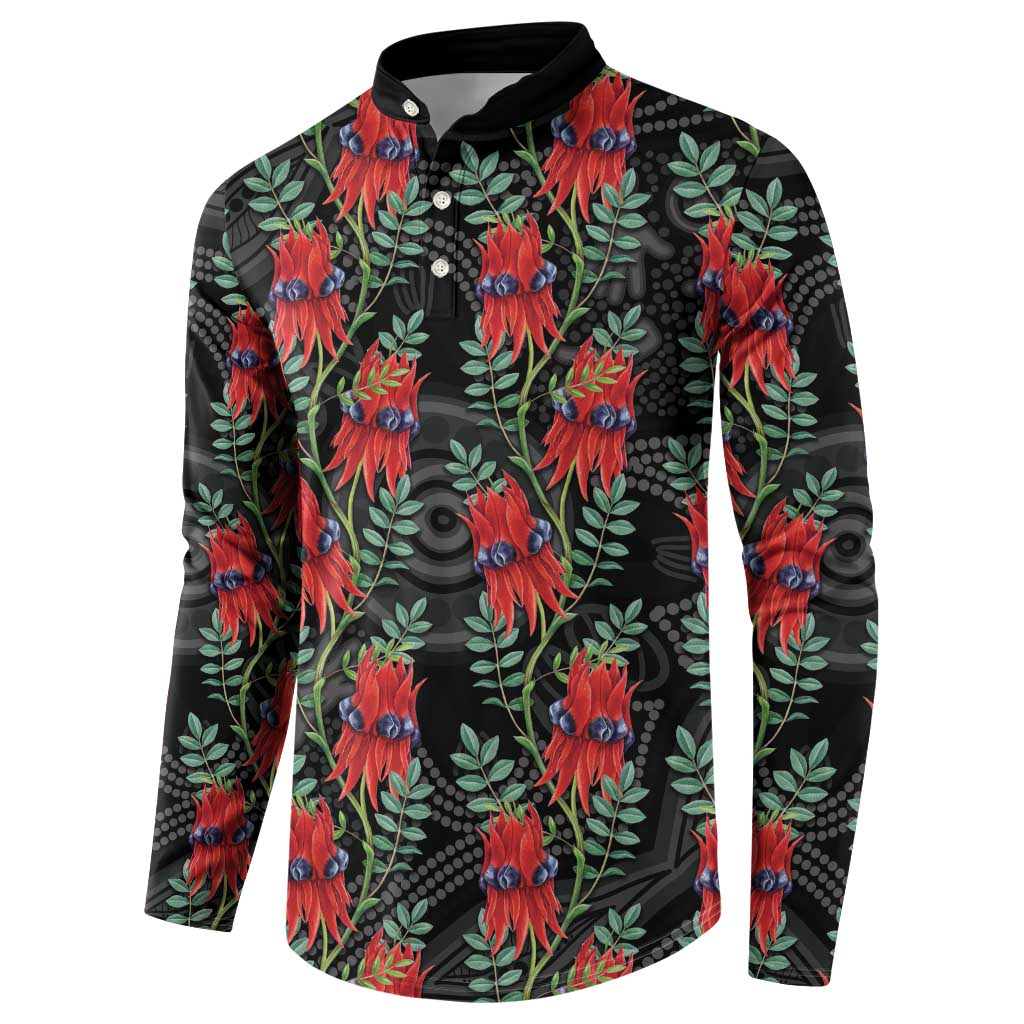 Australia Sturt's Desert Pea Button Sweatshirt Aussie Native Flowers Indigenous Art - Aussie Hoodie