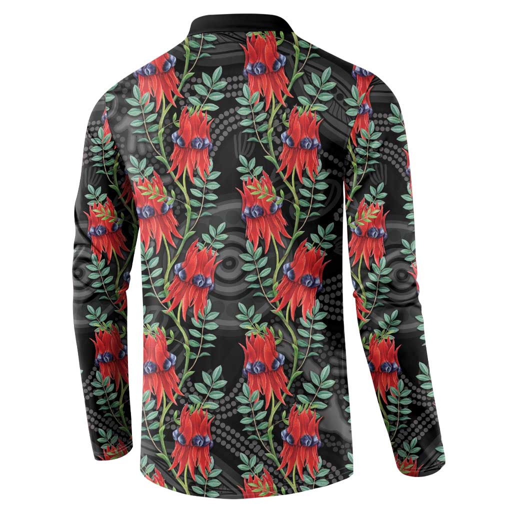 Australia Sturt's Desert Pea Button Sweatshirt Aussie Native Flowers Indigenous Art - Aussie Hoodie