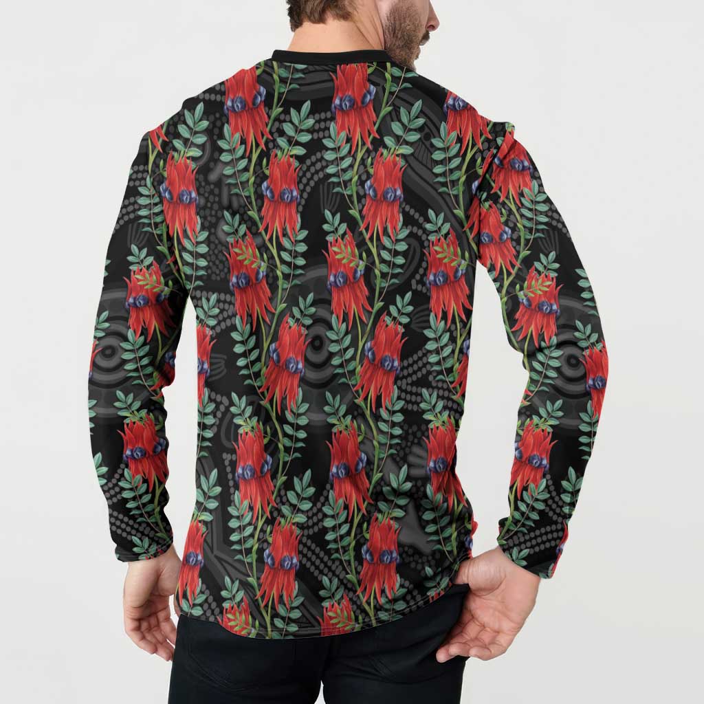 Australia Sturt's Desert Pea Button Sweatshirt Aussie Native Flowers Indigenous Art - Aussie Hoodie