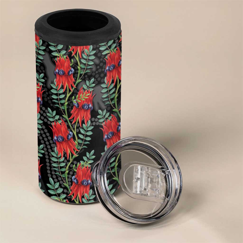 Australia Sturt's Desert Pea 4 in 1 Can Cooler Tumbler Aussie Native Flowers Indigenous Art - Aussie Hoodie