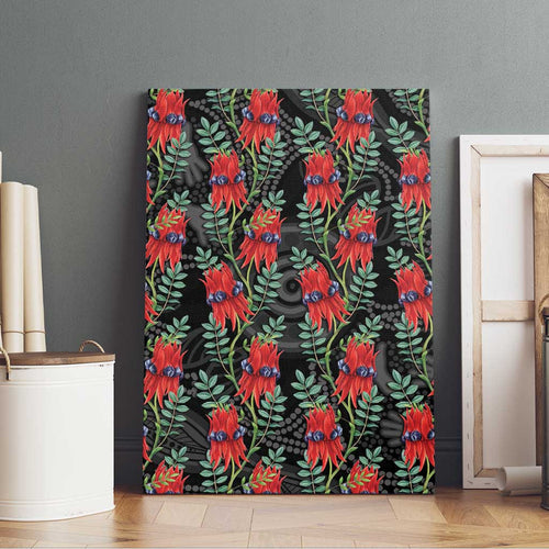 Australia Sturt's Desert Pea Canvas Wall Art Aussie Native Flowers Indigenous Art - Aussie Hoodie