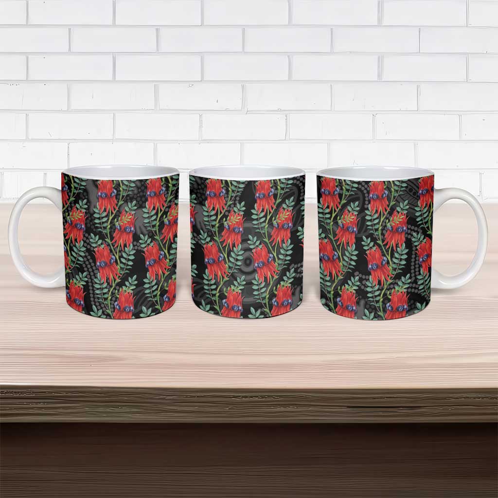 Australia Sturt's Desert Pea Ceramic Mug Aussie Native Flowers Indigenous Art - Aussie Hoodie