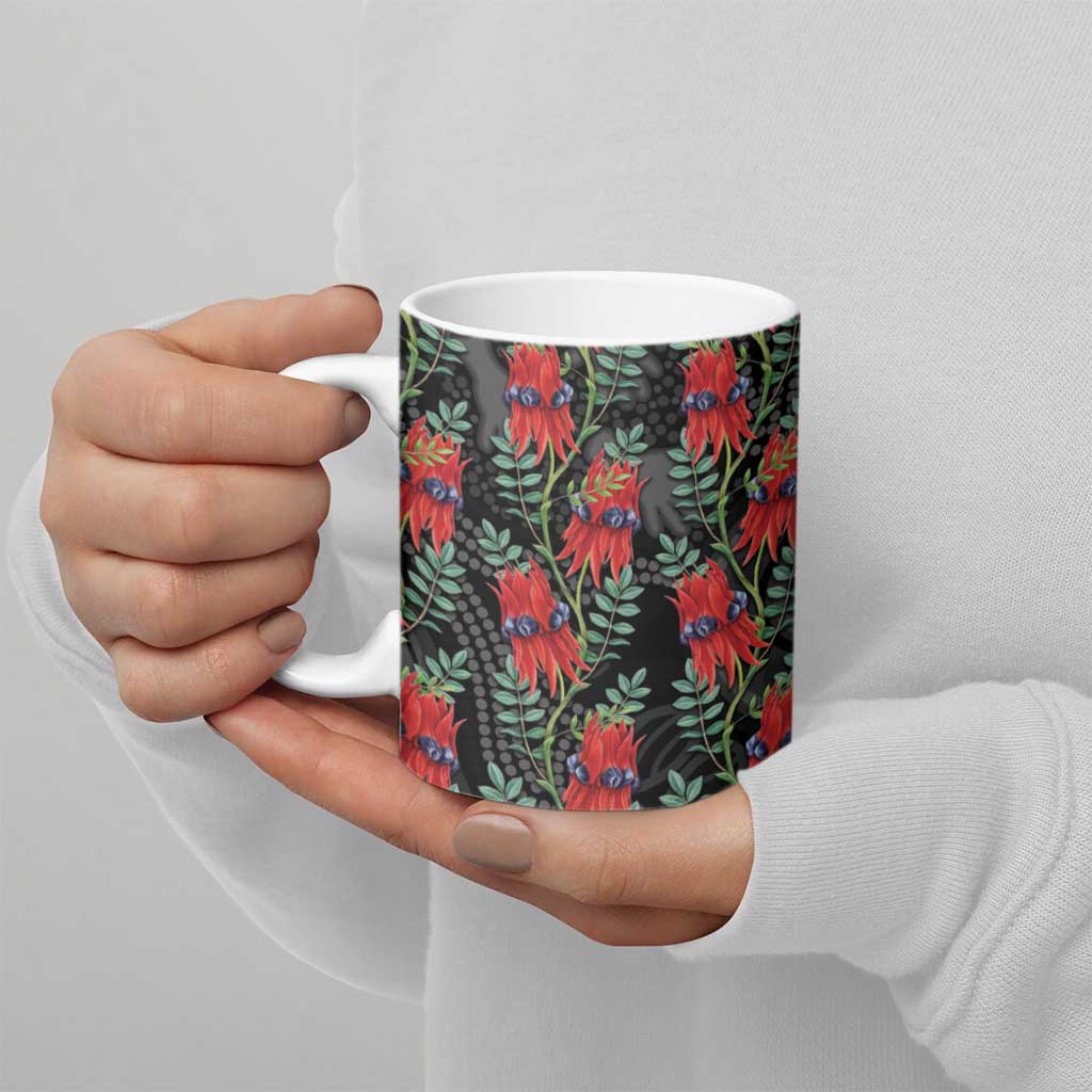 Australia Sturt's Desert Pea Ceramic Mug Aussie Native Flowers Indigenous Art - Aussie Hoodie